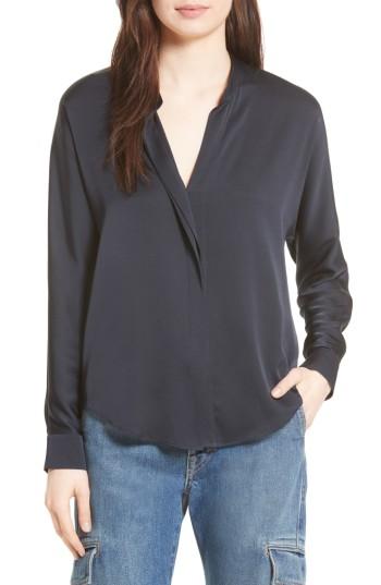 Women's Vince Double Front Stretch Silk Shirt - Blue
