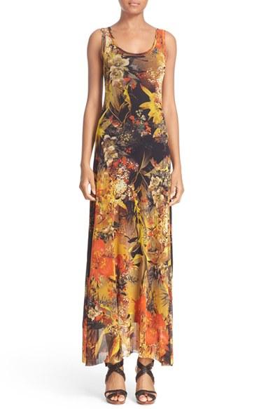 Women's Fuzzi Fern Print Tulle Maxi Dress