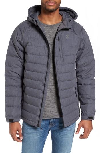 Men's Hurley Protect Quilted Down Jacket - Grey