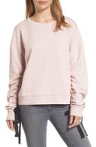 Women's Halogen Ruched Tie Sleeve Sweatshirt - Pink