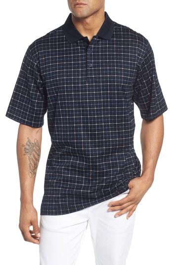 Men's Bugatchi Grid Mercerized Cotton Polo - Blue