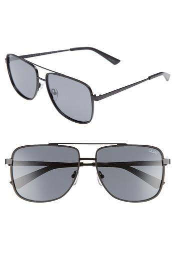 Men's Quay Australia Modern Times 57mm Polarized Aviator Sunglasses - Black / Smoke Lens