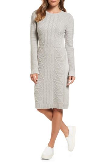 Women's Barbour Emmanuel Cable Knit Sweater Dress Us / 8 Uk - Grey
