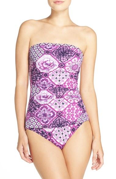 Women's Tommy Bahama 'tiles Of Tropics' Bandeau One-piece Swimsuit