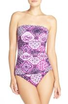 Women's Tommy Bahama 'tiles Of Tropics' Bandeau One-piece Swimsuit