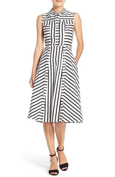 Women's Julia Jordan Stripe Stretch Cotton Shirtdress