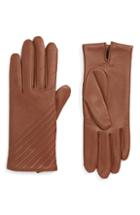 Women's Rag & Bone Slant Lambskin Leather Gloves - Brown