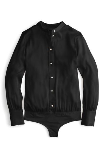 Women's J.crew Ashton Stretch Silk Bodysuit - Black
