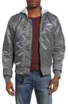 Men's Alpha Industries Lightweight L2-b Flight Jacket With Knit Hood, Size - Grey