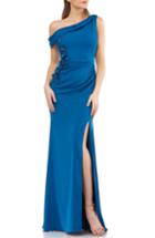 Women's Carmen Marc Valvo Infusion One-shoulder Crepe Gown - Blue