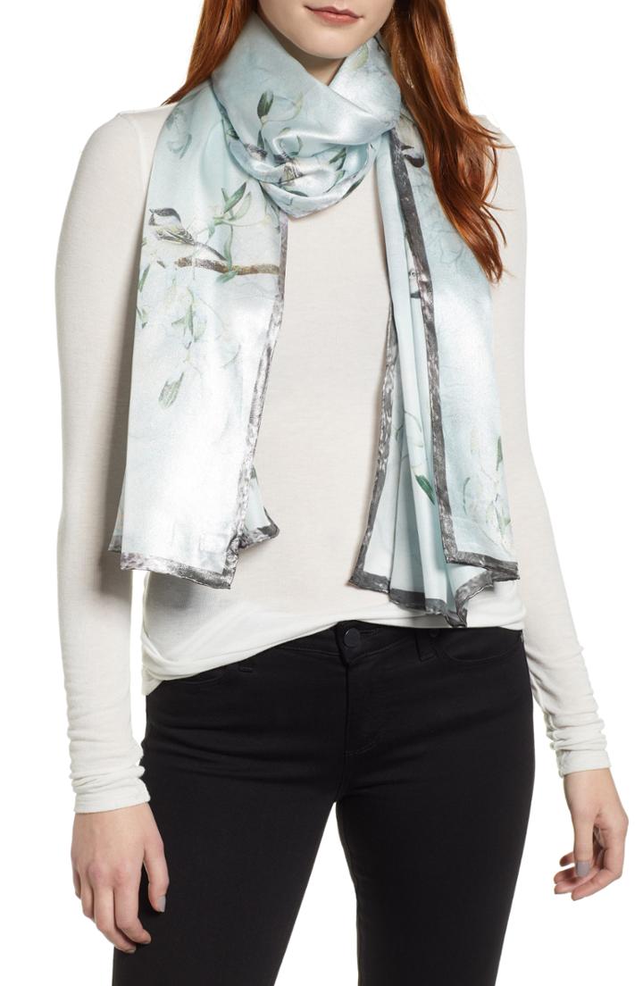 Women's Ted Baker London Mistletoe Kiss Silk Scarf, Size - Green