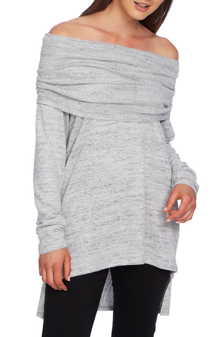 Women's 1.state Foldover Off Shoulder Tunic Top, Size - Grey