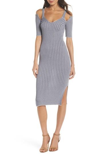 Women's Caara Cold Shoulder Ribbed Knit Body-con Dress - Grey