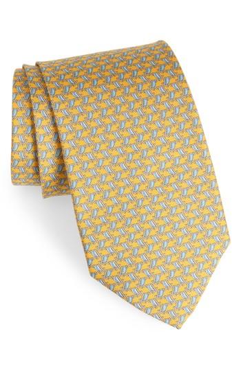 Men's Salvatore Ferragamo Ersilia Print Silk Tie, Size - Yellow