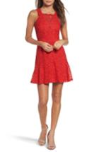 Women's Adelyn Rae Lace Fit & Flare Dress - Red