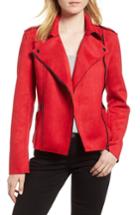 Women's Kut From The Kloth Haddie Faux Suede Moto Jacket - Red