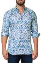 Men's Maceoo Trim Fit Print Sport Shirt (xl) - Blue