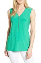 Women's Chaus Zip Front Top - Green