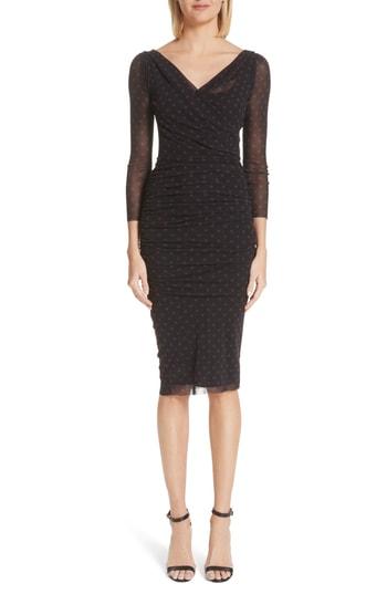 Women's Fuzzi Polka Dot Tulle Surplice Dress - Burgundy