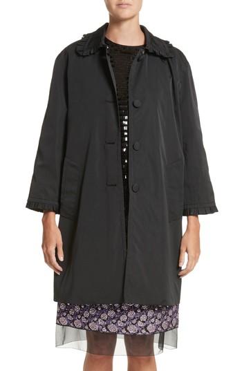 Women's Marc Jacobs Ruffle Trim Balmacaan - Black