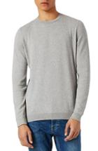 Men's Topman Side Rib Cotton Sweater - Grey