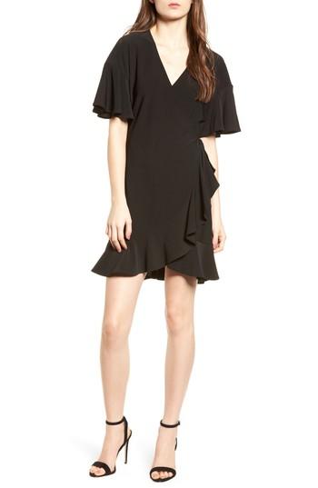 Women's Leith Flounce Sleeve Wrap Dress - Black