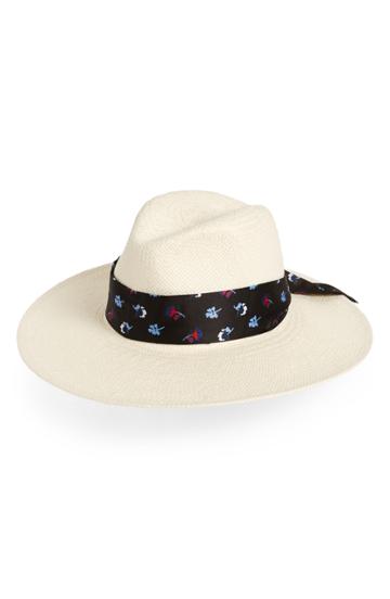 Women's Halogen Floral Tie Straw Hat -