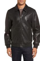 Men's Nordstrom Men's Shop Leather Bomber Jacket, Size - Black