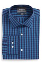 Men's Bonobos Slim Fit Stretch Check Dress Shirt .5 32 - Blue