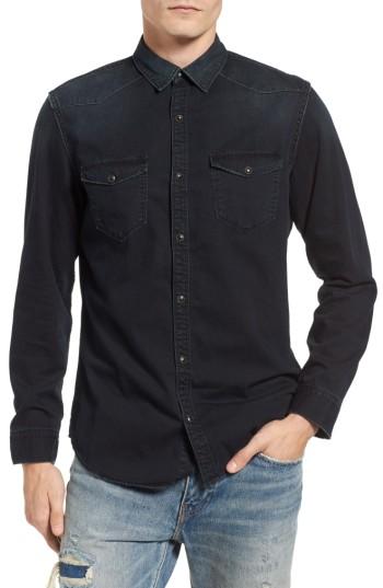 Men's Treasure & Bond Western Denim Sport Shirt, Size - Black