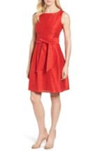 Women's Anne Klein Shadow Stripe Fit & Flare Dress - Red