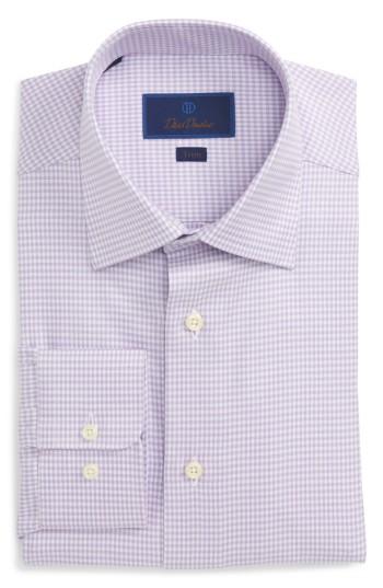 Men's David Donahue Trim Fit Houndstooth Dress Shirt .5 34/35 - Purple