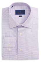 Men's David Donahue Trim Fit Houndstooth Dress Shirt .5 34/35 - Purple