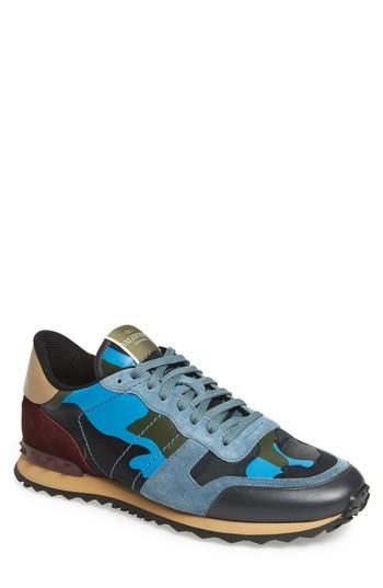 Men's Valentino Garavani Camo Rockrunner Sneaker Us / 39eu - Blue