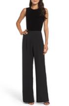 Women's Eliza J Velvet & Crepe Jumpsuit