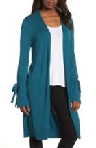 Women's Halogen Lightweight Tie Sleeve Cardigan, Size - Blue/green