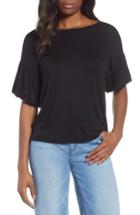 Women's Bobeau Knit Bubble Sleeve Tee, Size - Black