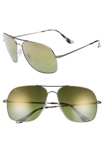 Men's Ray-ban Chromance 61mm Double Bridge Aviator Sunglasses - Gunmetal/ Green