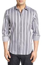 Men's Bugatchi Classic Fit Vertical Stripe Sport Shirt - Black
