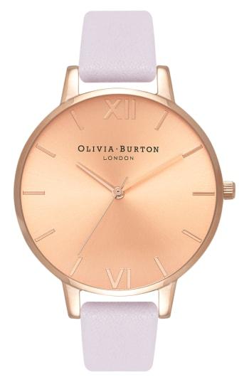 Women's Olivia Burton Sunray Leather Strap Watch, 38mm