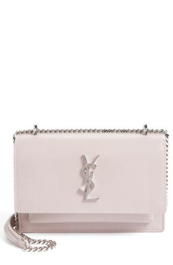Women's Saint Laurent Sunset Leather Wallet On A Chain - Pink