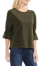 Women's Vince Camuto Smocked Elbow Sleeve French Terry Top, Size - Green