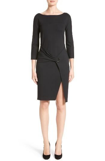 Women's Armani Collezioni Grommet Detail Milano Jersey Dress - Black