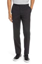 Men's Nordstrom Men's Shop Trim Fit Flat Front Stretch Wool Pants - Black