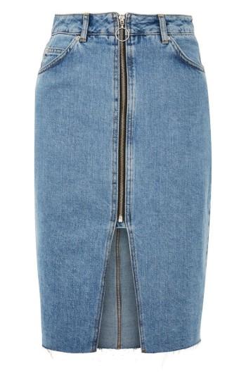 Women's Topshop Zip Denim Skirt Us (fits Like 2-4) - Blue