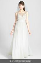 Women's Watters 'jacinda' Embellished Silk Charmeuse Dress, Size - White