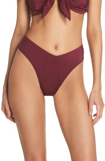Women's Leith Riviera High Waist Bikini Bottoms - Burgundy