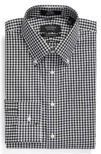 Men's Nordstrom Men's Shop Traditional Fit Non-iron Gingham Dress Shirt - 33 - Black