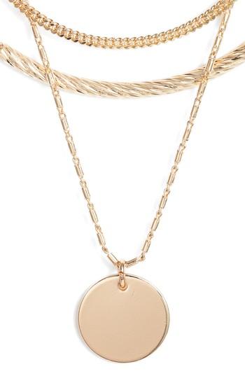 Women's Halogen Short Disc Layer Pendant Necklace