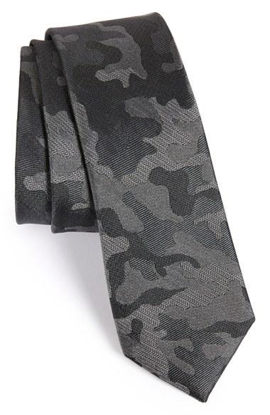 Men's The Tie Bar Camo Silk Tie, Size - Grey (online Only)